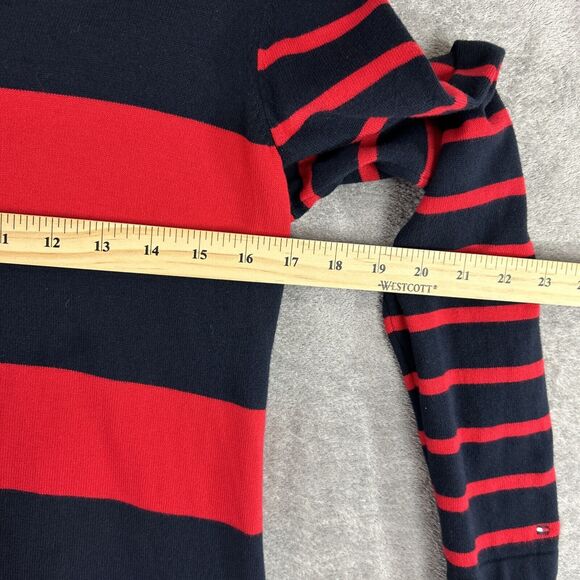 Tommy Hilfiger Women's Medium Red Blue Stripes Rugby Pullover Sweater Preppy - Picture 5 of 8